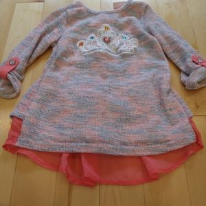 24m Little lass pink sweater dress with princess crown